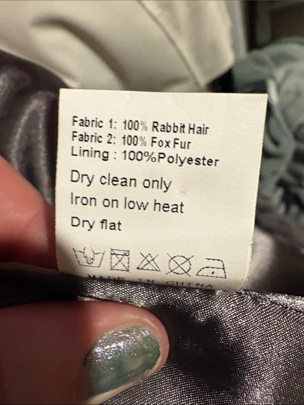 Women's Grey Rabbit Fur Ribbed Cropped Jacket - Picture 4 of 4